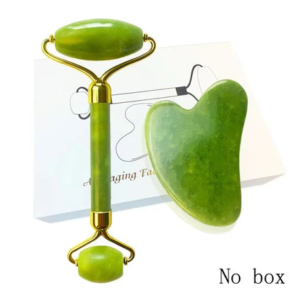 Natural Jade Roller Guasha Skin Scraper Facial Set Stone Firming Face Anti-Aging Puffy Eyes Massager Neck anti Wrinkle